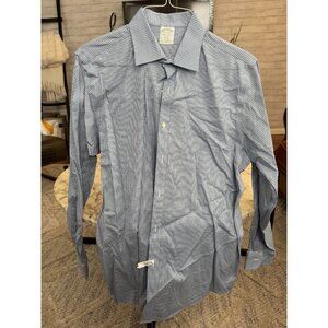 Brooks Brothers Blue Checkered Regent Long-Sleeved Shirt Mens Size 16 1/2-34